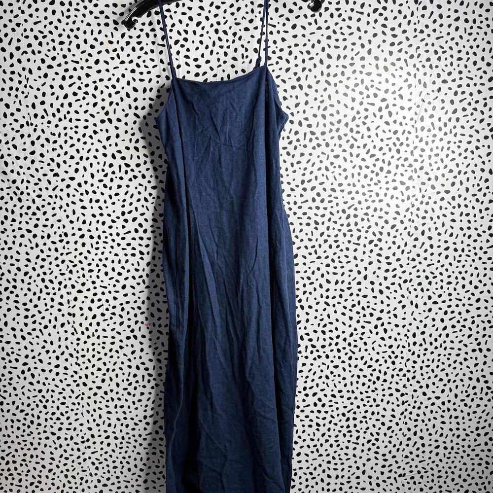 NWOT Banana Republic Linen Blend Strappy Midi Dress Size XS Navy Blue